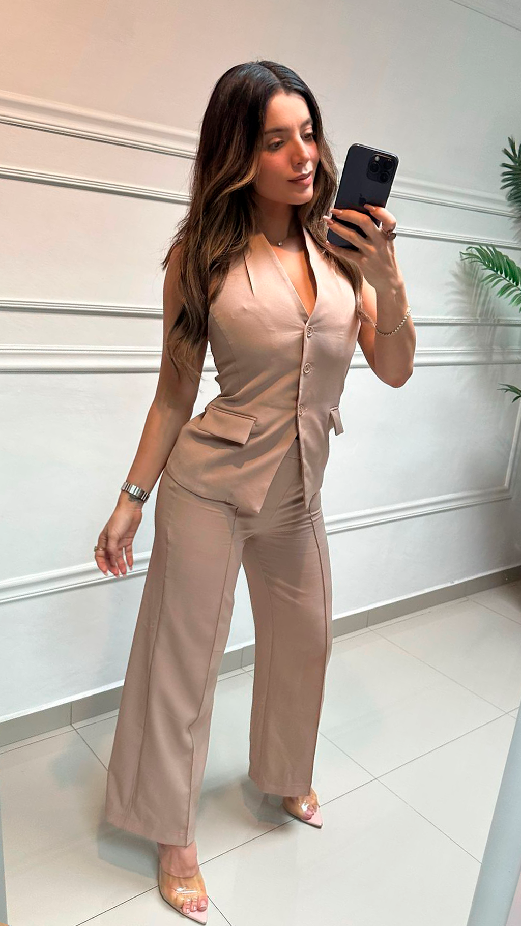 Conjunto pantalon y chaleco halter