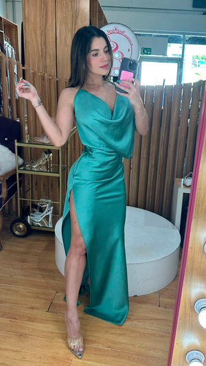 Vestido largo turquesa