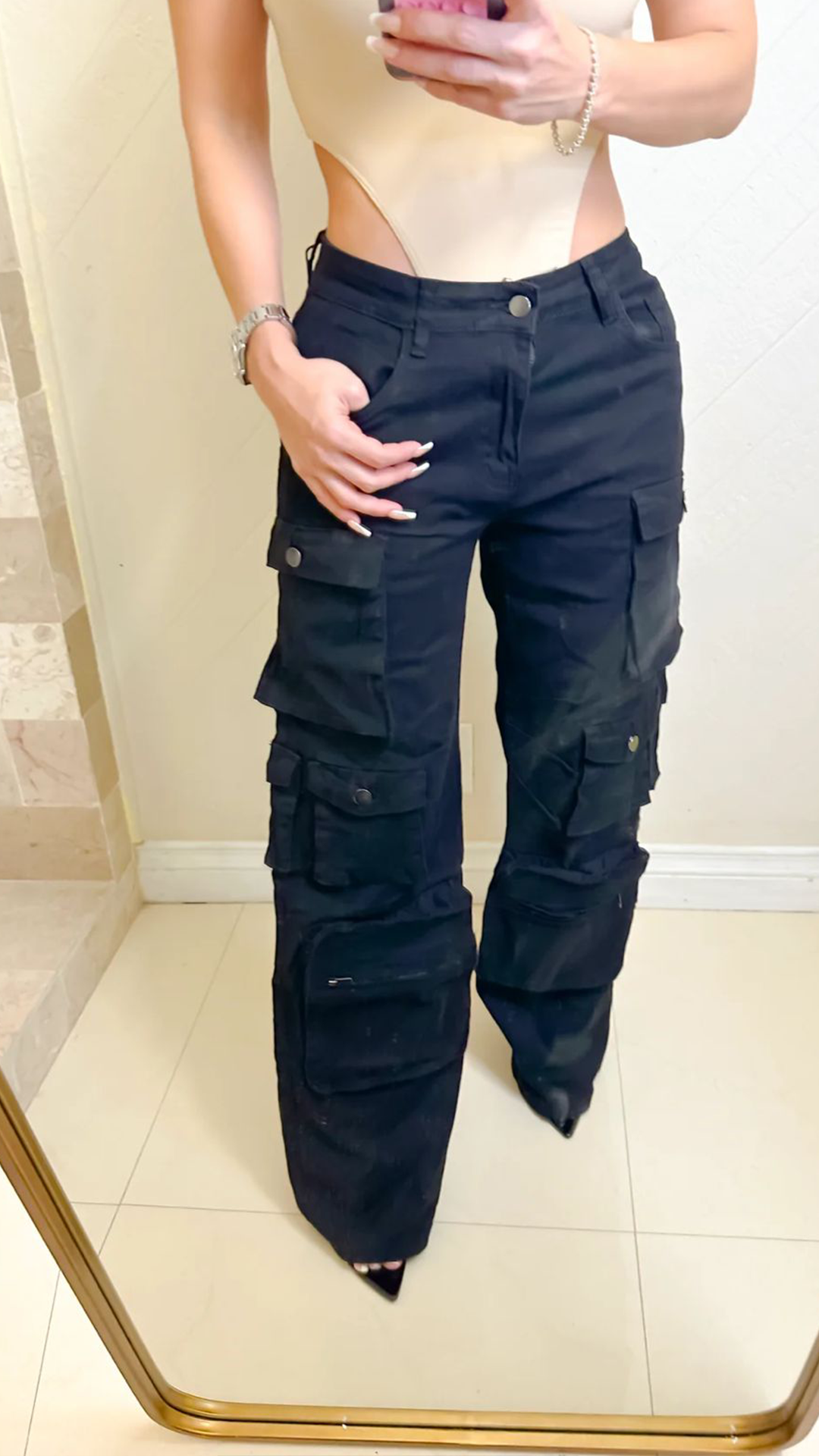 Pantalon cargo negro