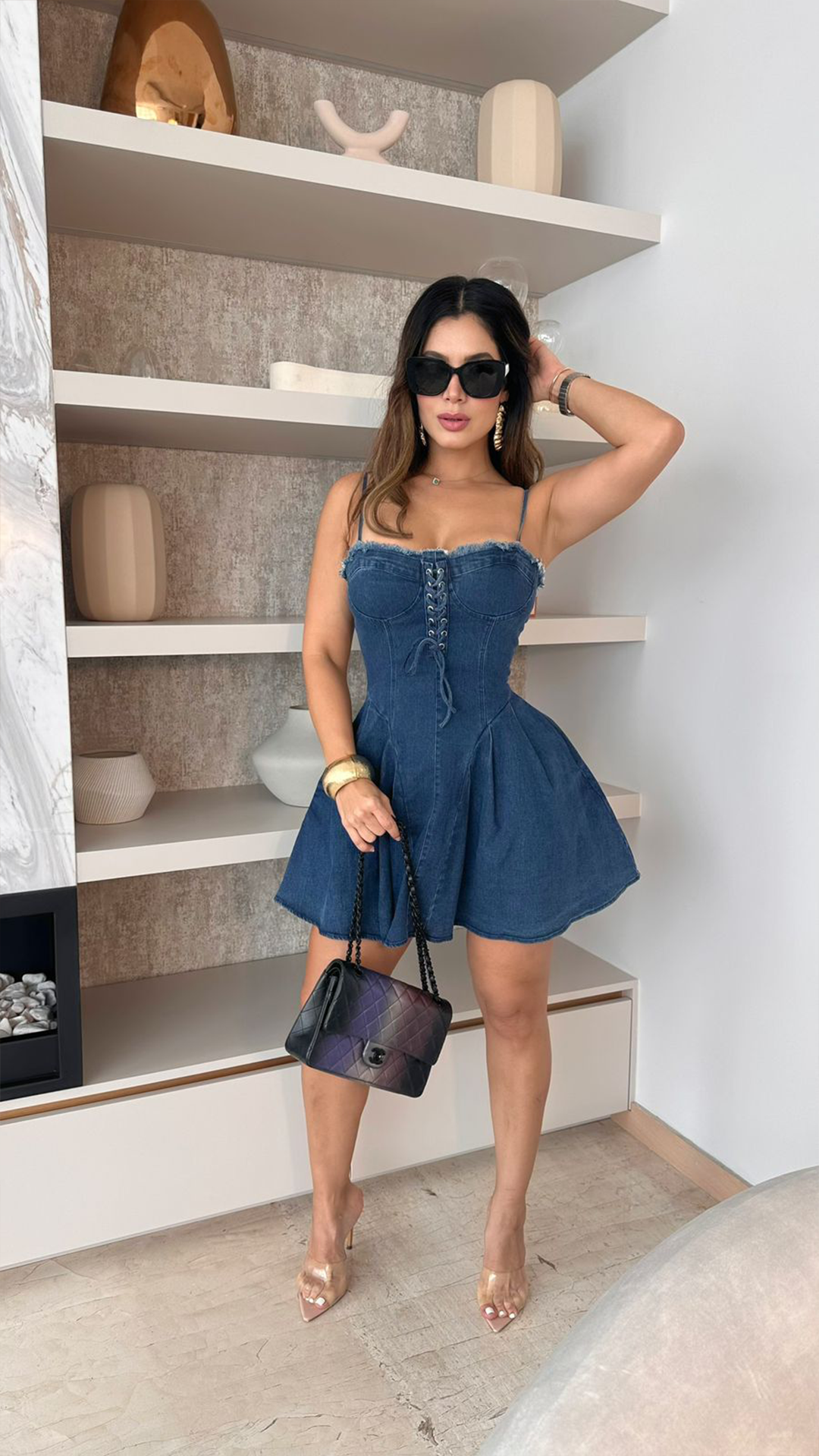 Vestido corto denim